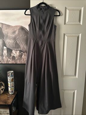 Women's Sleeveless Zip-Front Jumpsuit - Charcoal